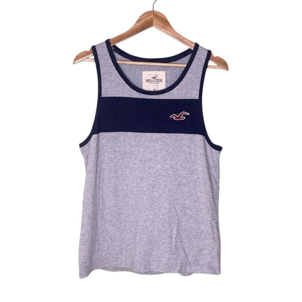 Hollister Men’s Gray & Navy Tank Top – Size M
